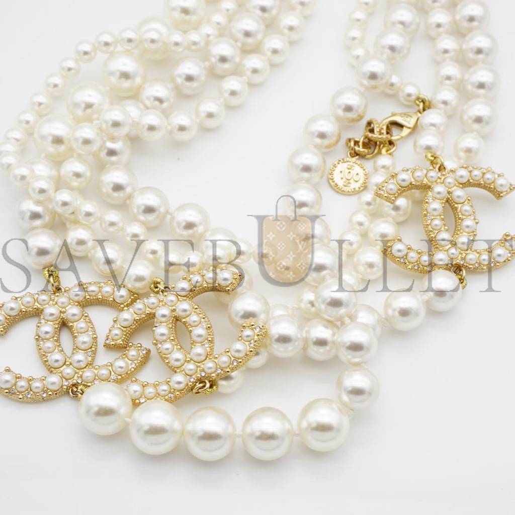 Ch*el vintage extra long pearls trio cc logo coco strands versatile necklace 3427223210282